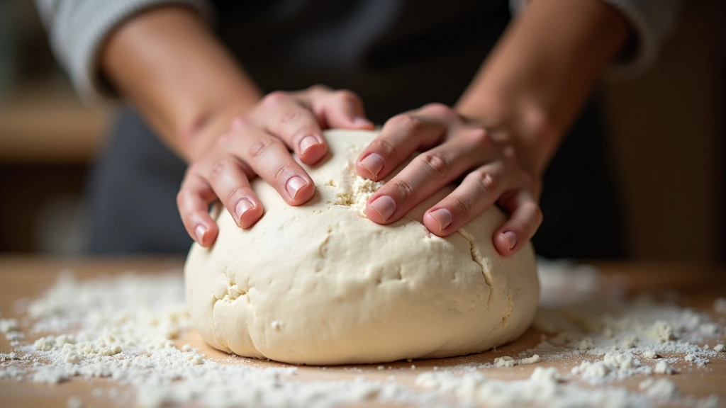 Hands shaping sourdough dough showing tension and technique